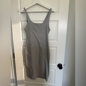 Zara Gray Bodycon Midi Dress Scoop Neck Sleeveless
